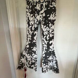 Black and White Flared Women's Pants